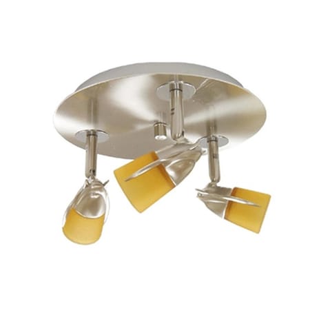 Gorgeousglow 3-Light Satin Chrome Ceiling Mount Amber Glass GO2594106